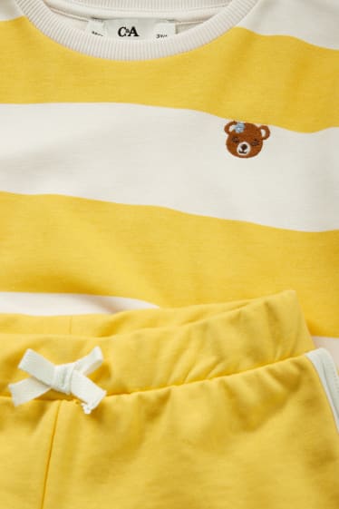 Kinder - Bär - Set - Sweatshirt und -shorts - 2 teilig - gelb
