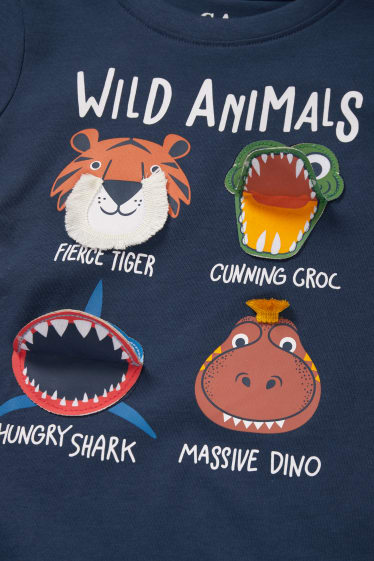 Niños - Pack de 3 - animales salvajes - camisetas de manga corta - azul oscuro