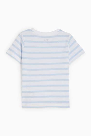Kinderen - Beer - T-shirt - gestreept - wit / blauw