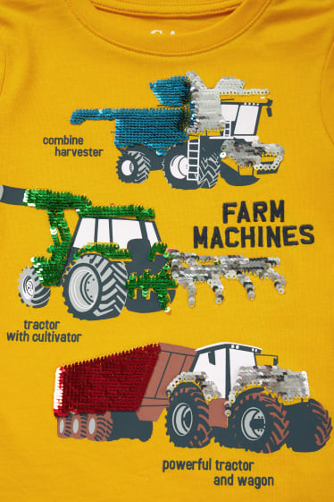 Kinderen - Tractor - T-shirt - glanseffect - geel