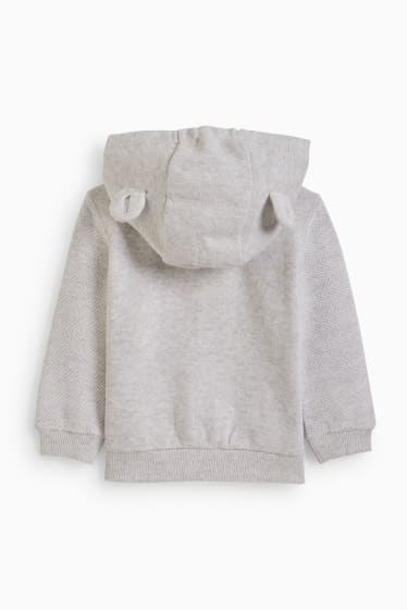 Bébés - Oursons - sweat zippé à capuche pour bébé - gris clair chiné