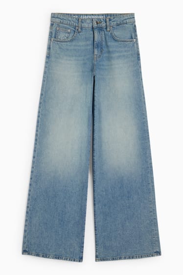 Damen - Wide Leg Jeans - Mid Waist - helljeansblau