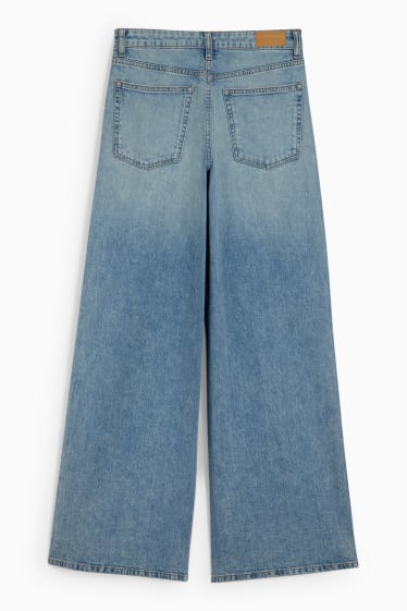 Damen - Wide Leg Jeans - Mid Waist - helljeansblau