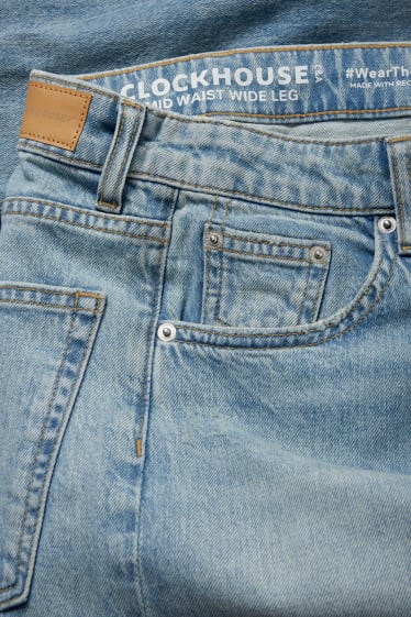 Damen - Wide Leg Jeans - Mid Waist - helljeansblau