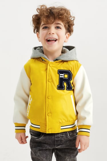 Enfants - Veste style universitaire à capuche - jaune