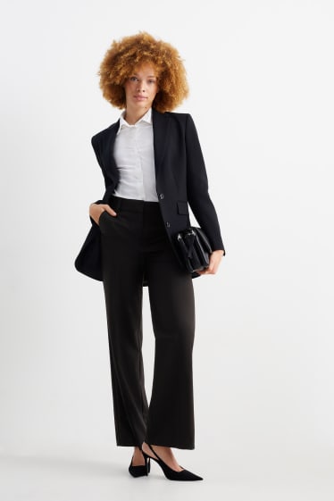 Kobiety - Spodnie biznesowe - wysoki stan - szerokie nogawki - Mix & Match - czarny