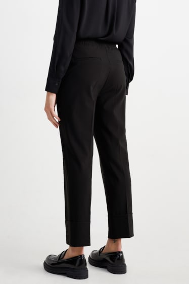 Femmes - Pantalon de toile - mid waist - tapered fit - noir