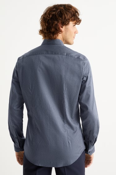 Heren - Business-overhemd - slim fit - kent - gemakkelijk te strijken - donkerblauw