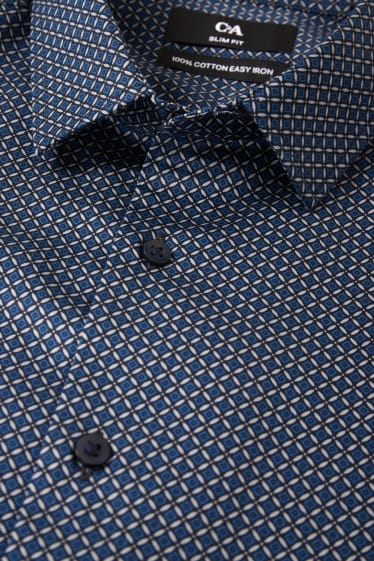 Hombre - Camisa de oficina - slim fit - Kent - de planchado fácil - azul oscuro