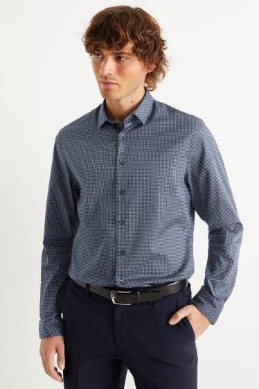 Hombre - Camisa de oficina - slim fit - Kent - de planchado fácil - azul oscuro