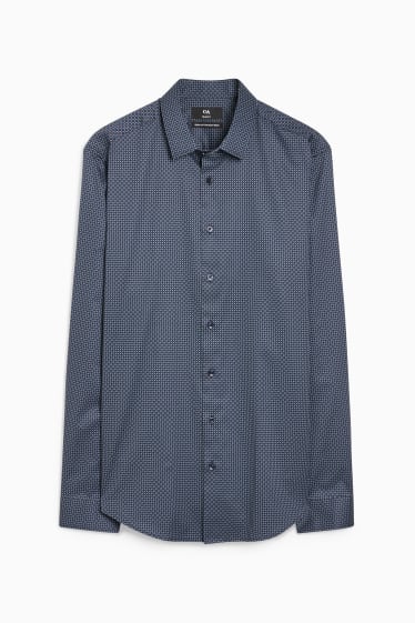 Hombre - Camisa de oficina - slim fit - Kent - de planchado fácil - azul oscuro