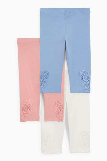 Children - Multipack of 3 - capri leggings - rose / blue