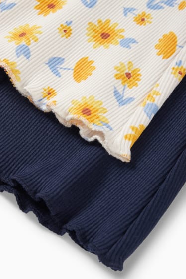 Bambini - Confezione da 2 - fiori - leggings svasati - blu  / crema