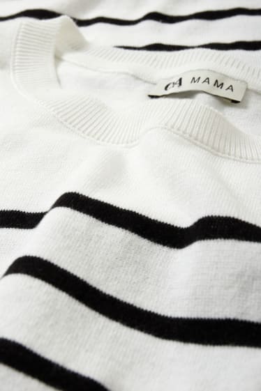 Dámské - Těhotenský svetr - pruhovaný - bílá/černá