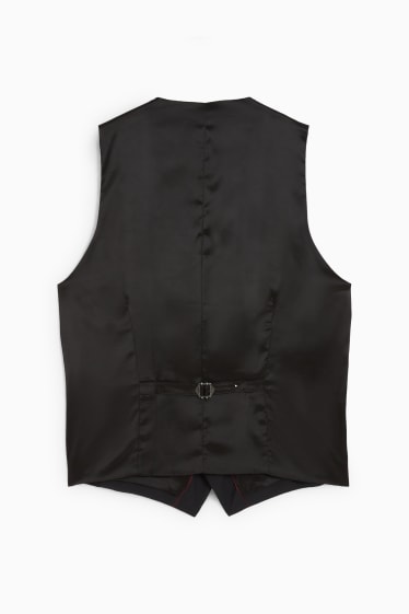 Hommes - Gilet de costume sans manches - regular fit - Flex - laine vierge mélangée - noir