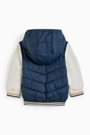 Babies - Quilted jacket with hood - 2-in-1 look - dark blue