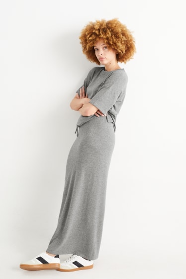 Mujer - Falda de punto - gris jaspeado