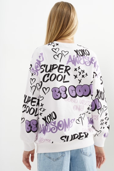 Kinder Mädchen - Graffiti - Sweatshirt - lila / weiss