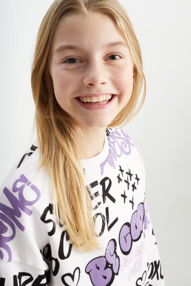 Kinder Mädchen - Graffiti - Sweatshirt - lila / weiss