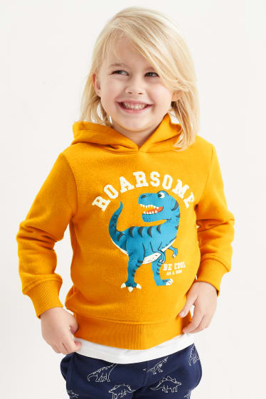 Kinderen: jongens - Set van 2 - dino - hoodie en sweatshirt - oranje