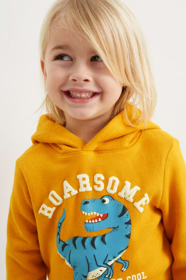 Kinderen: jongens - Set van 2 - dino - hoodie en sweatshirt - oranje