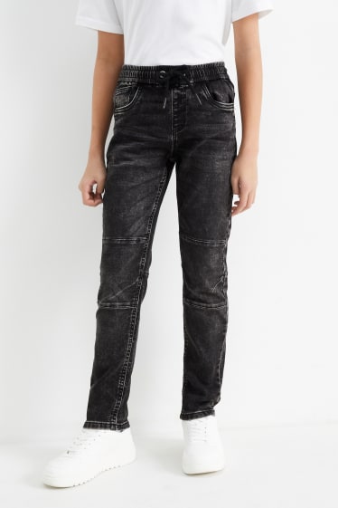 Kinder Buben - Slim Jeans - Jog Denim - dunkelgrau