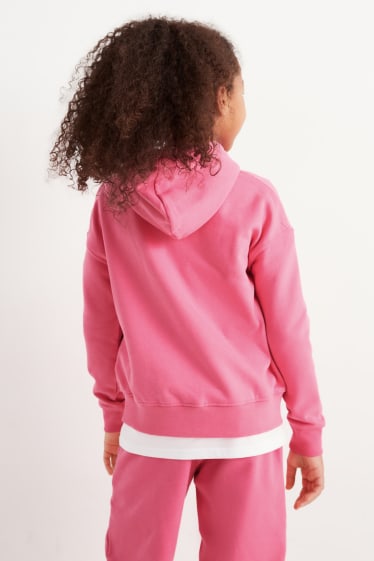 Enfants - Sweat zippé en finition molleton avec capuche - rose
