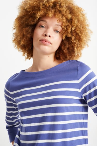 Mujer - Camiseta de manga larga - de rayas - lila