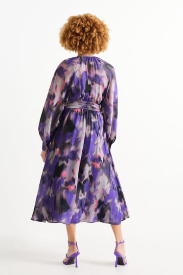 Damen - Fit & Flare Kleid - gemustert - violett