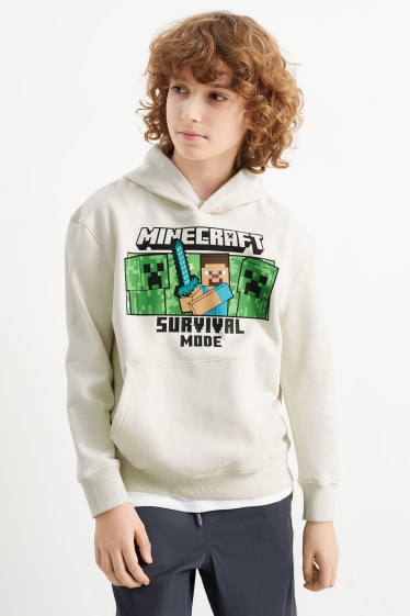 Niños - Minecraft - sudadera con capucha - blanco roto
