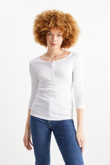 Kobiety - Koszulka z długim rękawem z linii basic - biały
