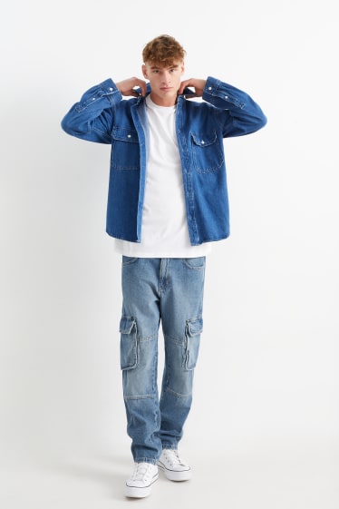 Hommes - Jean cargo - regular fit - jean bleu