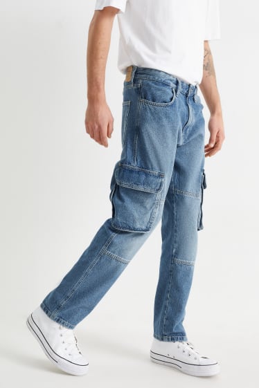 Hommes - Jean cargo - regular fit - jean bleu