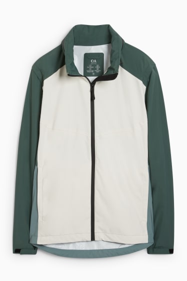 Pánské - Funkční bunda s kapucí - vodoodpudivá - skládací - zelená