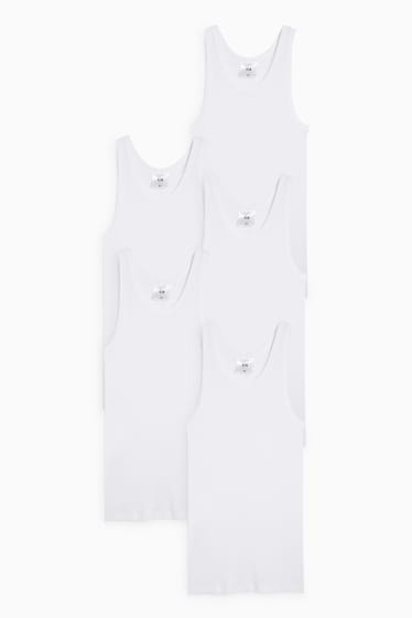 Herren - Multipack 5er - Unterhemd - Feinripp - weiß
