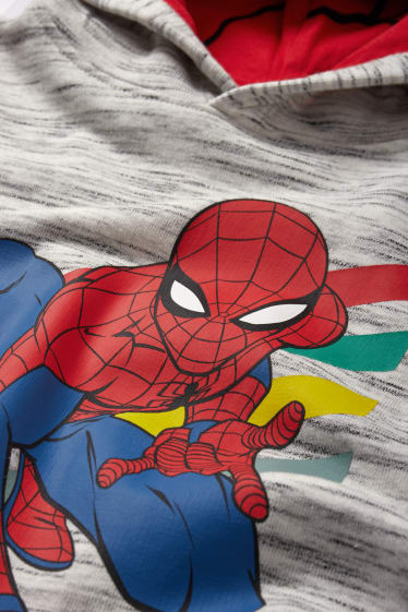 Dětské - Spider-Man - mikina s kapucí - světle šedá-žíhaná