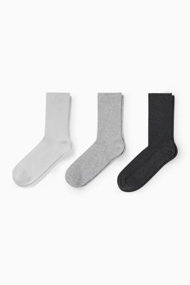 Dámské - Multipack 3 ks - ponožky - komfortní lem - světle šedá-žíhaná