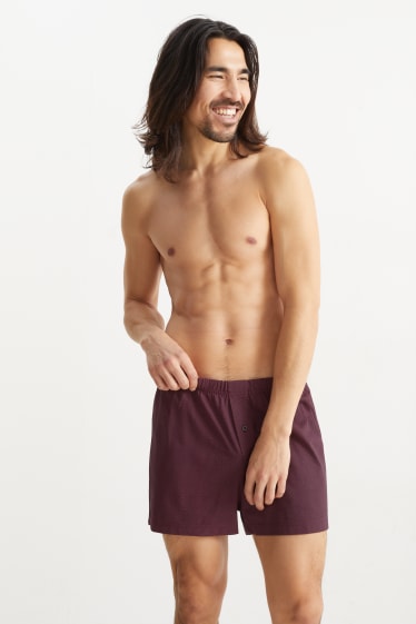 Uomo - Confezione da 2 - boxer - jersey - bordeaux