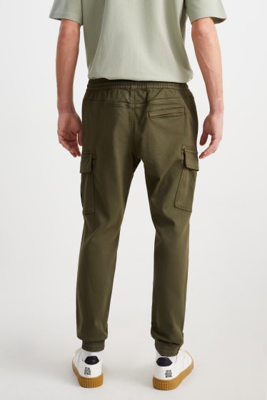 Hommes - Pantalon cargo - tapered fit - vert foncé