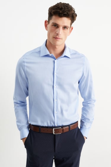 Uomo - Camicia business - slim fit - cutaway - facile da stirare - azzurro