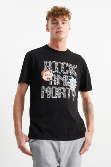 Mężczyźni - T-shirt - Rick i Morty - czarny