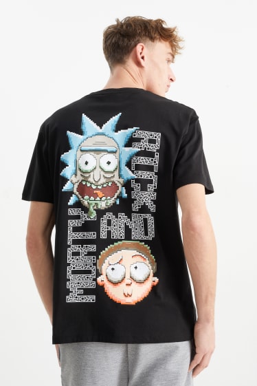Mężczyźni - T-shirt - Rick i Morty - czarny