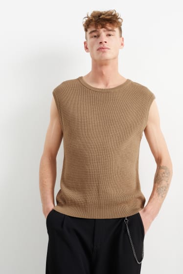 Bărbați - Vestă pulover - taupe