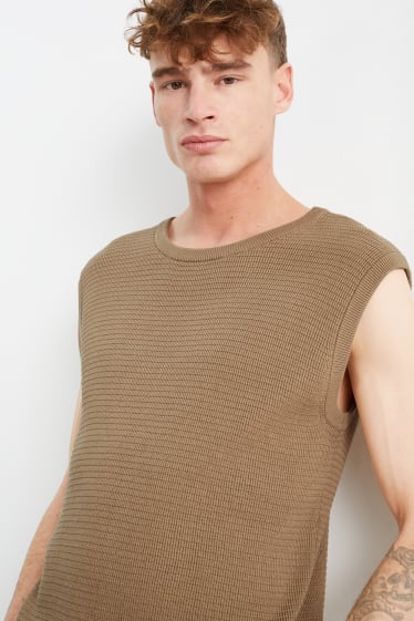 Bărbați - Vestă pulover - taupe