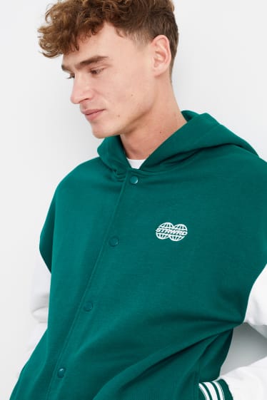 Hombre - Chaqueta universitaria con capucha - verde