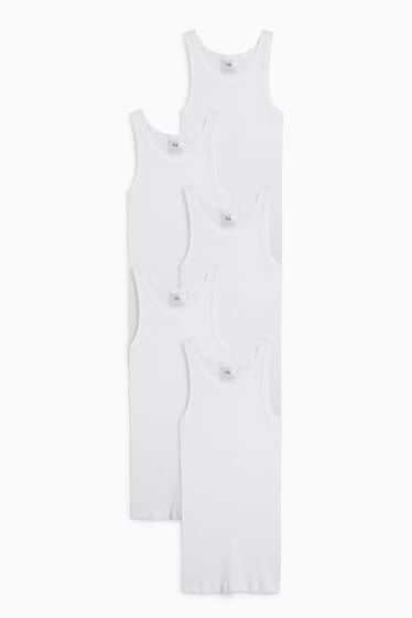 Men - Multipack of 5 - vest - double rib - seamless - white