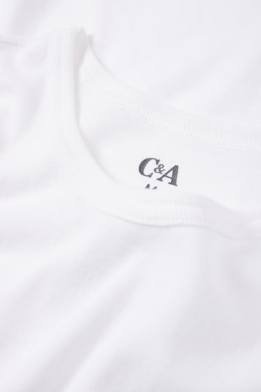 Hommes - Lot de 3 - maillot de corps - fines côtes - sans coutures - blanc