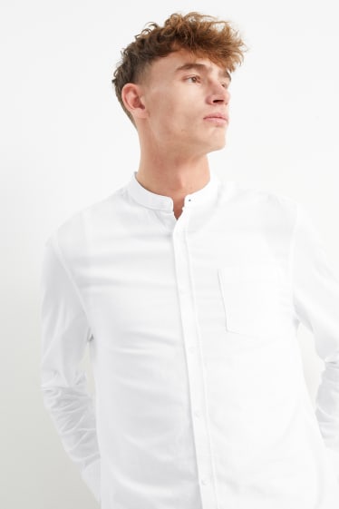 Mężczyźni - Koszula - regular fit - stójka - biały