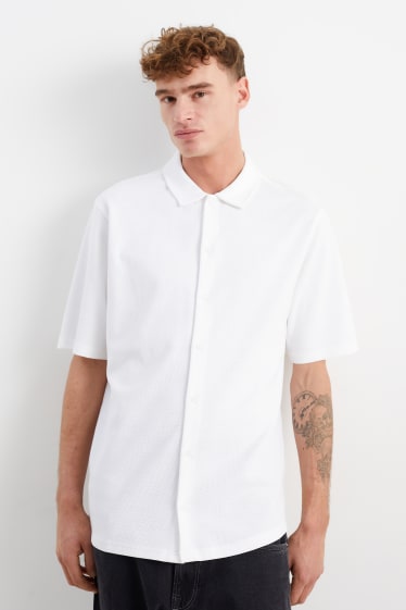 Hommes - Chemise - relaxed fit - col kent - blanc