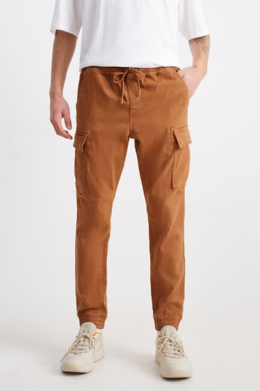 Pánské - Cargo kalhoty - tapered fit - havanna
